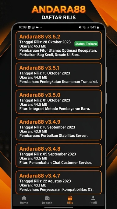 Riwayat Versi andara88 untuk Pengguna Android
