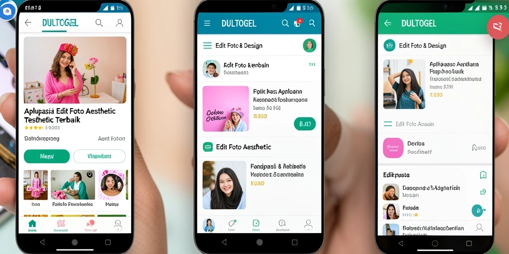 Antarmuka pengguna DULTOGEL yang menarik untuk Edit Foto Aesthetic.