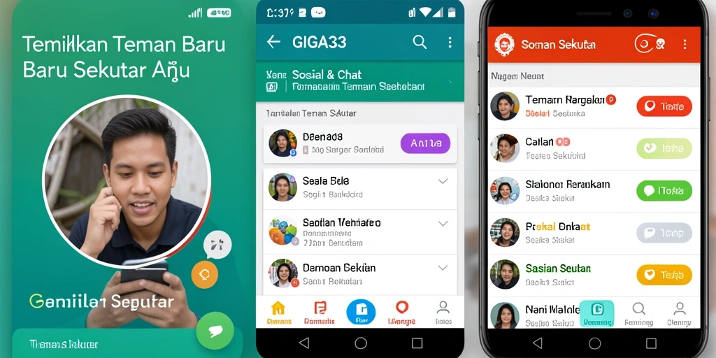 Tampilan antarmuka GIGA33 yang ramah pengguna untuk menjelajahi teman baru.