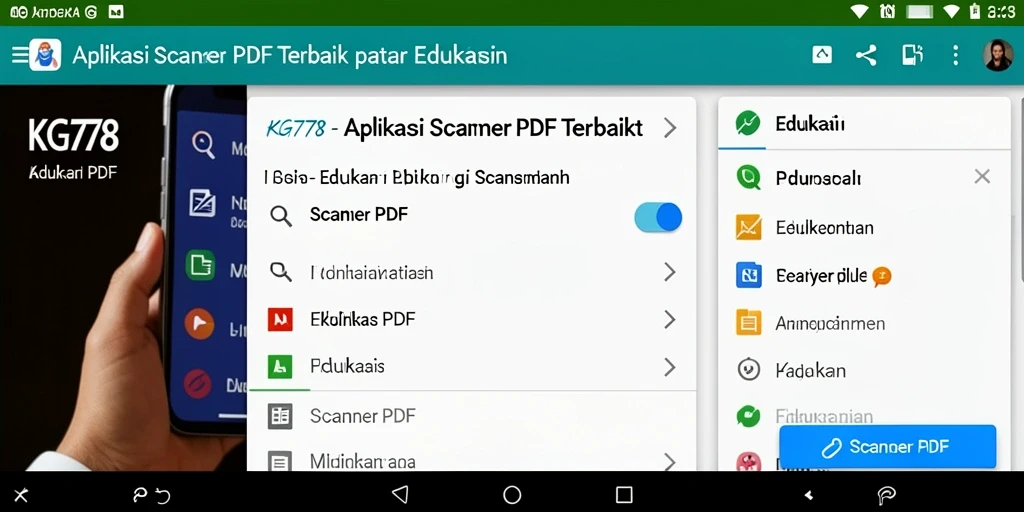 Tampilan antarmuka KG778 saat memindai dokumen PDF dengan mudah.