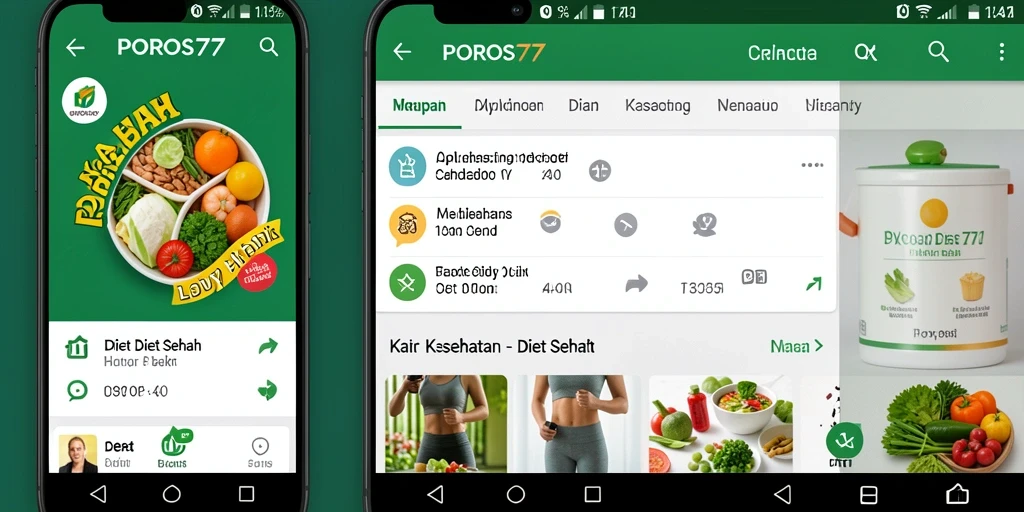 Antarmuka aplikasi POROS77 yang intuitif dan informatif untuk Diet Sehat.